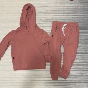 Olive + Scout Salmon Pink Hoodie and Jogger Set-4T
